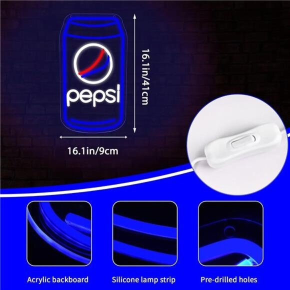 Pepsi Cola LED Neon Pop Sign Wall Decor Light Bedroom Business Man Cave Store NW - Picture 4 of 7